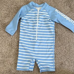 RuggedButts Blue and White Striped Kids Rashguard